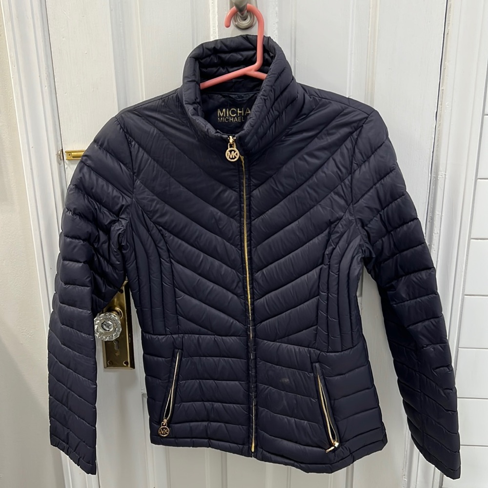 Michael Kors Navy Blue Packable Puffer